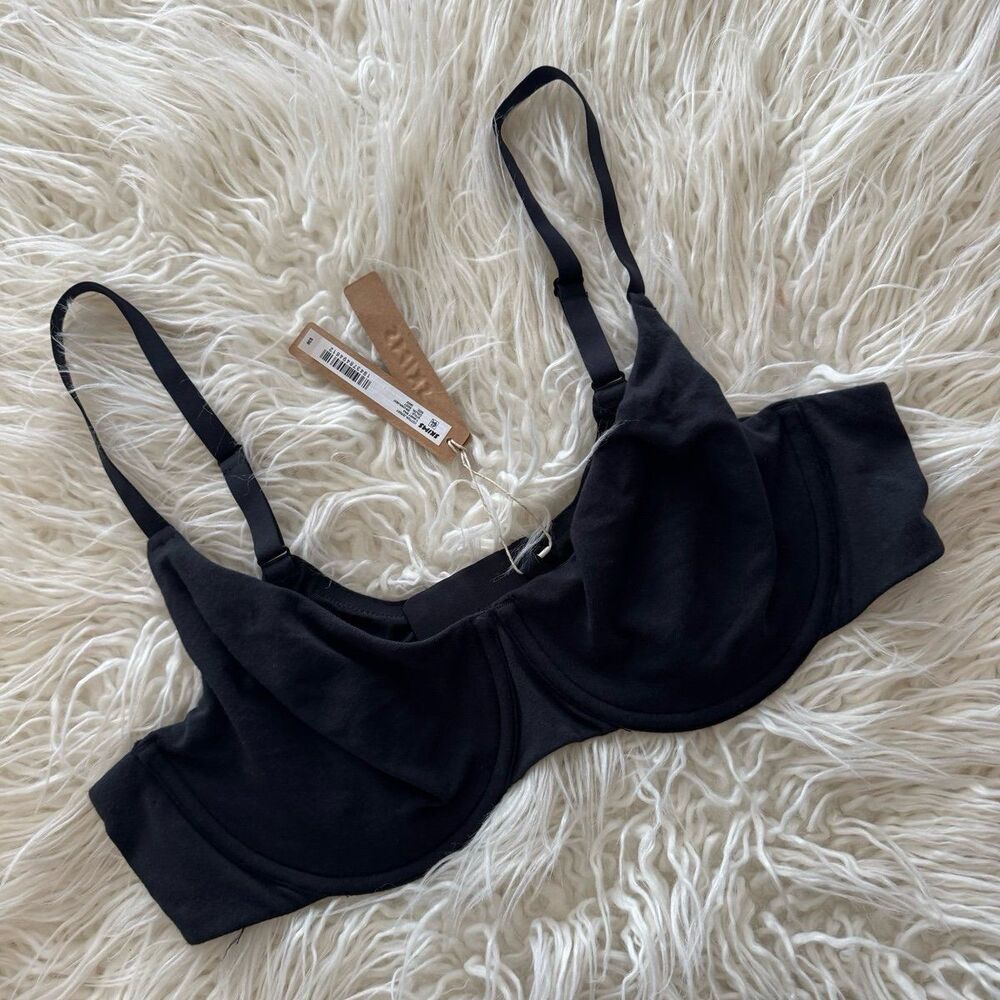 Skims Cotton Jersey T-shirt Bra Soot Size 38DD - Picture 3 of 7